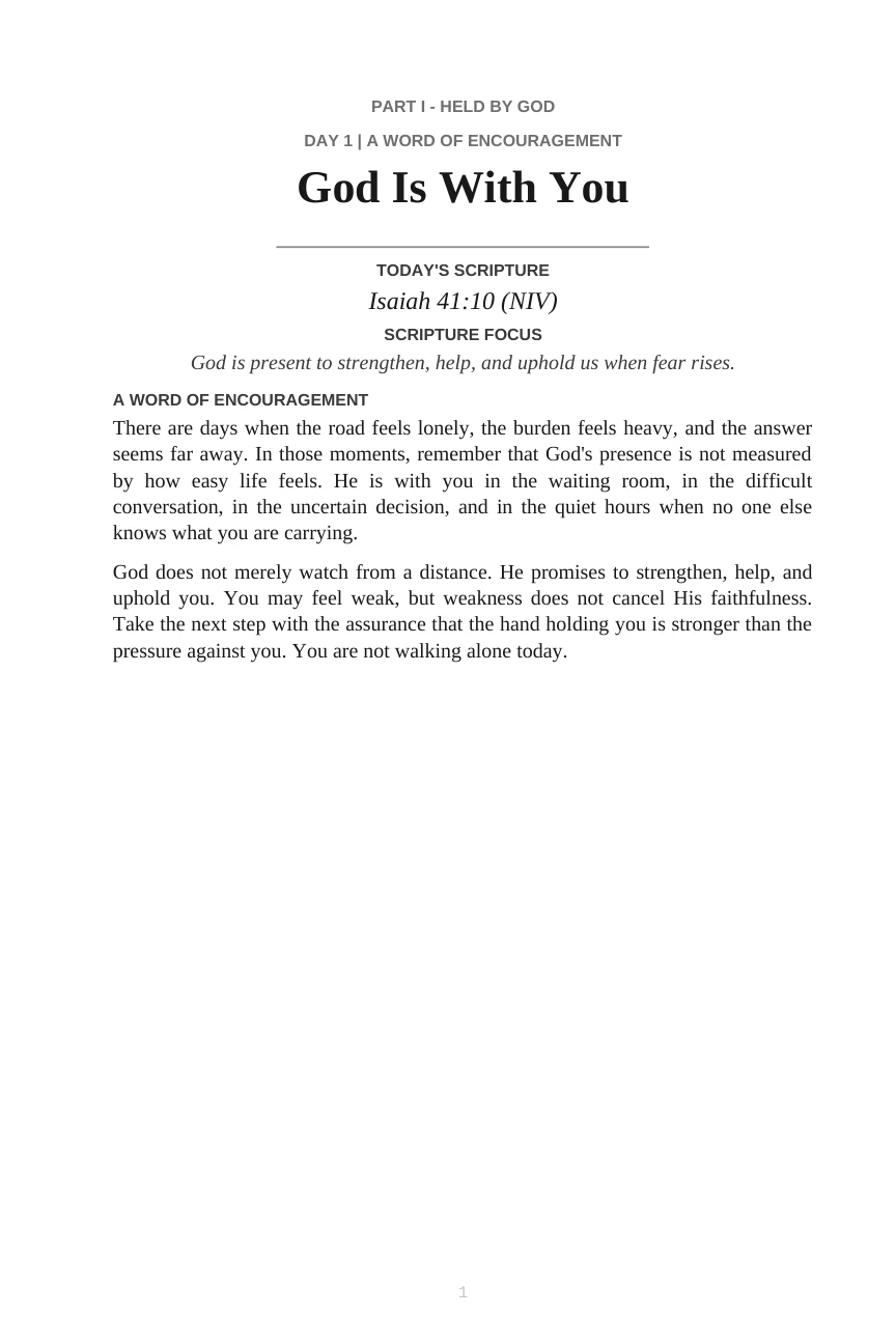 A Word of Encouragement, book page 11. Read the text below for an accessible version.