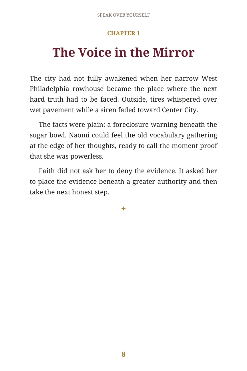 Speak Over Yourself, book page 8. Read the text below for an accessible version.